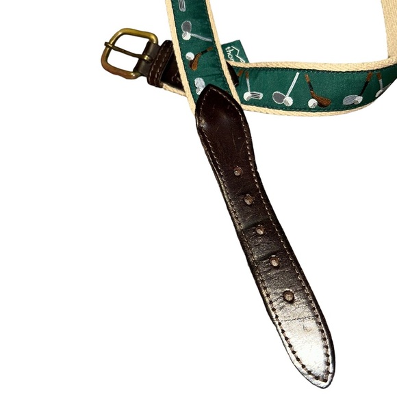 Men Thomas bates tan leather belt golf balls clubs print size 36 - Picture 3 of 4